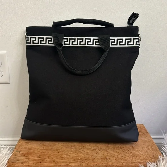 Versace Fragrances Black Canvas Bag Travel Handbag Tote - Picture 4 of 6